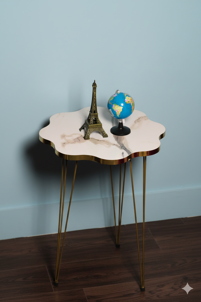 Modern High Gloss Flower Shape Coffee Table Set of 3 OR 1 PC White/Black Side table / Coffee Table