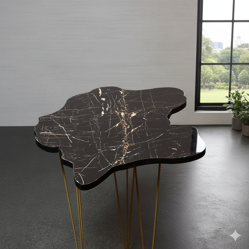 Modern High Gloss Map Shape Coffee Table Set of 3 OR 1 PC White/Black Side table / Coffee Table