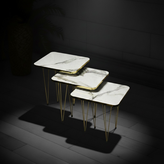 Modern High Gloss Square Shape Coffee Table Set of 3 OR 1 PC White/Black Side table / Coffee Table