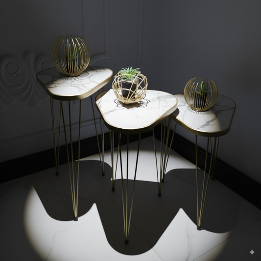 Modern High Gloss Triangle Shape Coffee Table Set of 3 OR 1 PC White/Black Side table / Coffee Table