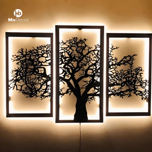 Wall Sign 3D Tree Metal Wall Decor Led (36*16)