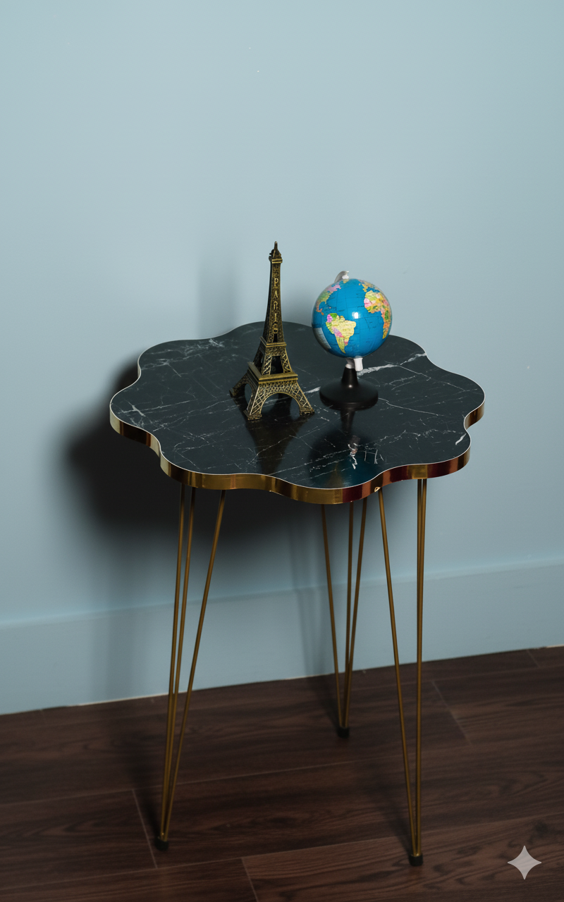 Modern High Gloss Flower Shape Coffee Table Set of 3 OR 1 PC White/Black Side table / Coffee Table